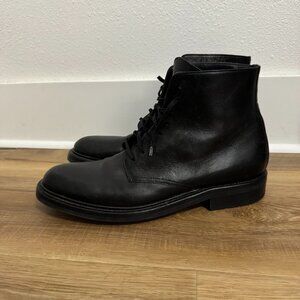 Saint Laurent Lace Up Combat Boots in Smooth Black Leather